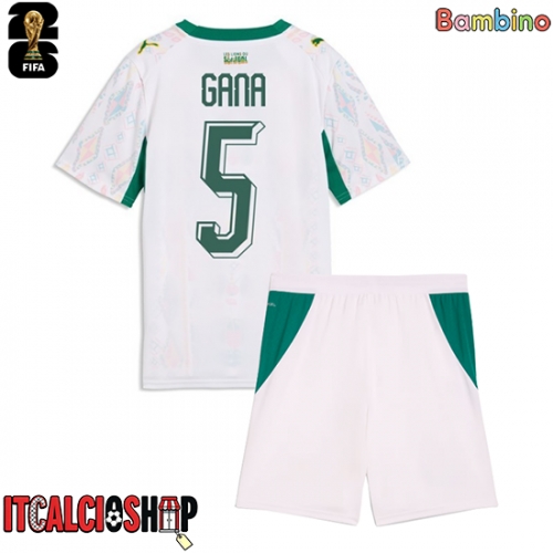 Senegal Idrissa Gueye #5 Prima Maglia Bambino Mondiali 2026 Manica Corta (+ Pantaloni corti)